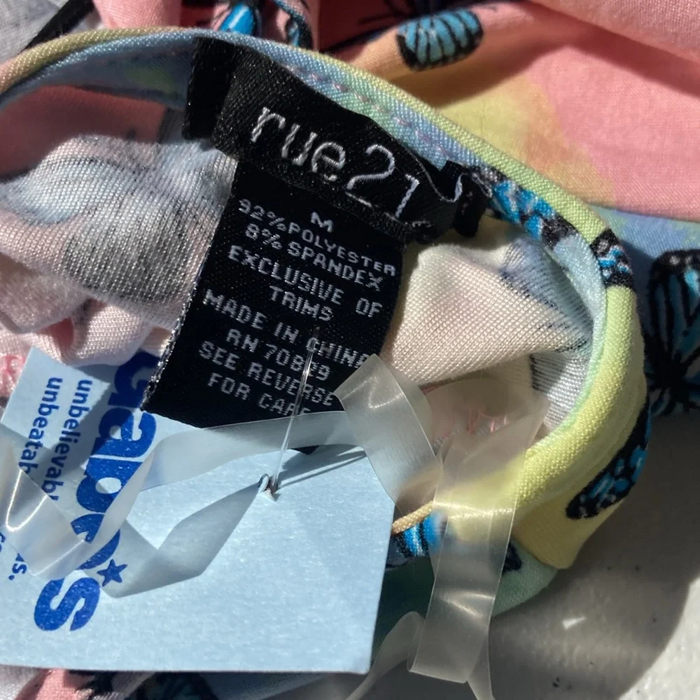 3/$12 Rue21 Butterfly tie dye print bodysuit w stretch criss cross casual boho - Picture 15 of 16
